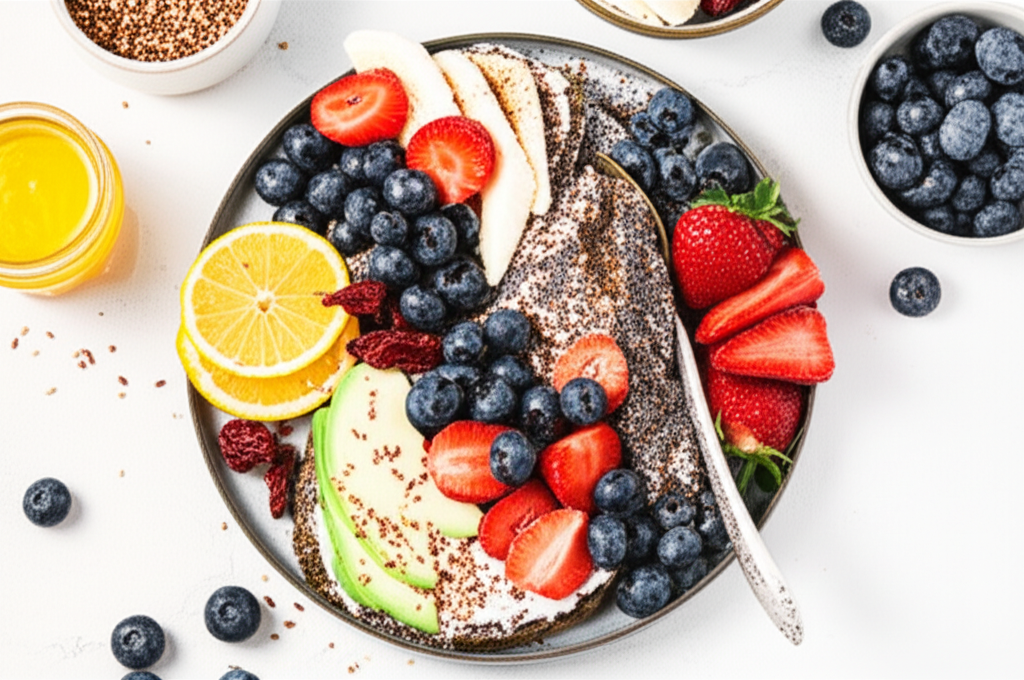 high-protein breakfasts with anti-inflammatory foods on a plate