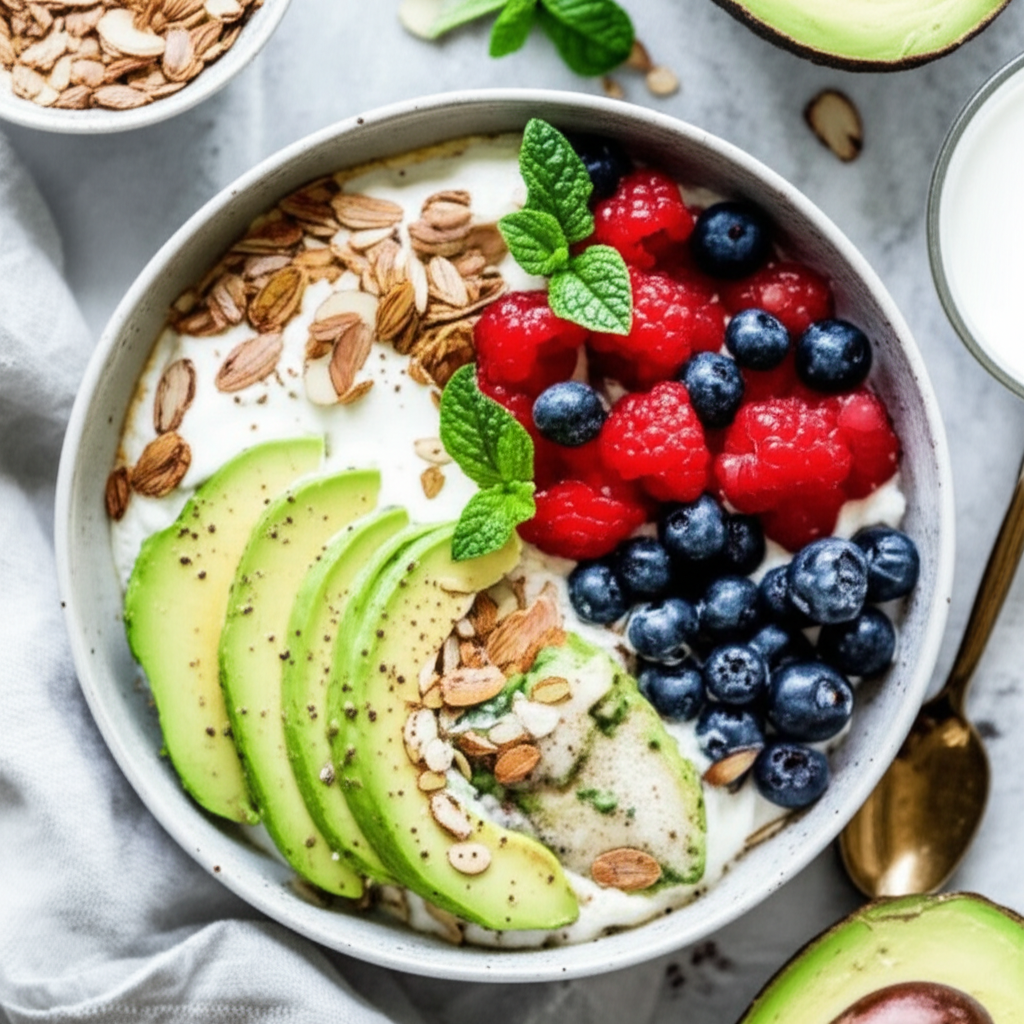 high-protein breakfasts meal prep with yogurt berries oats